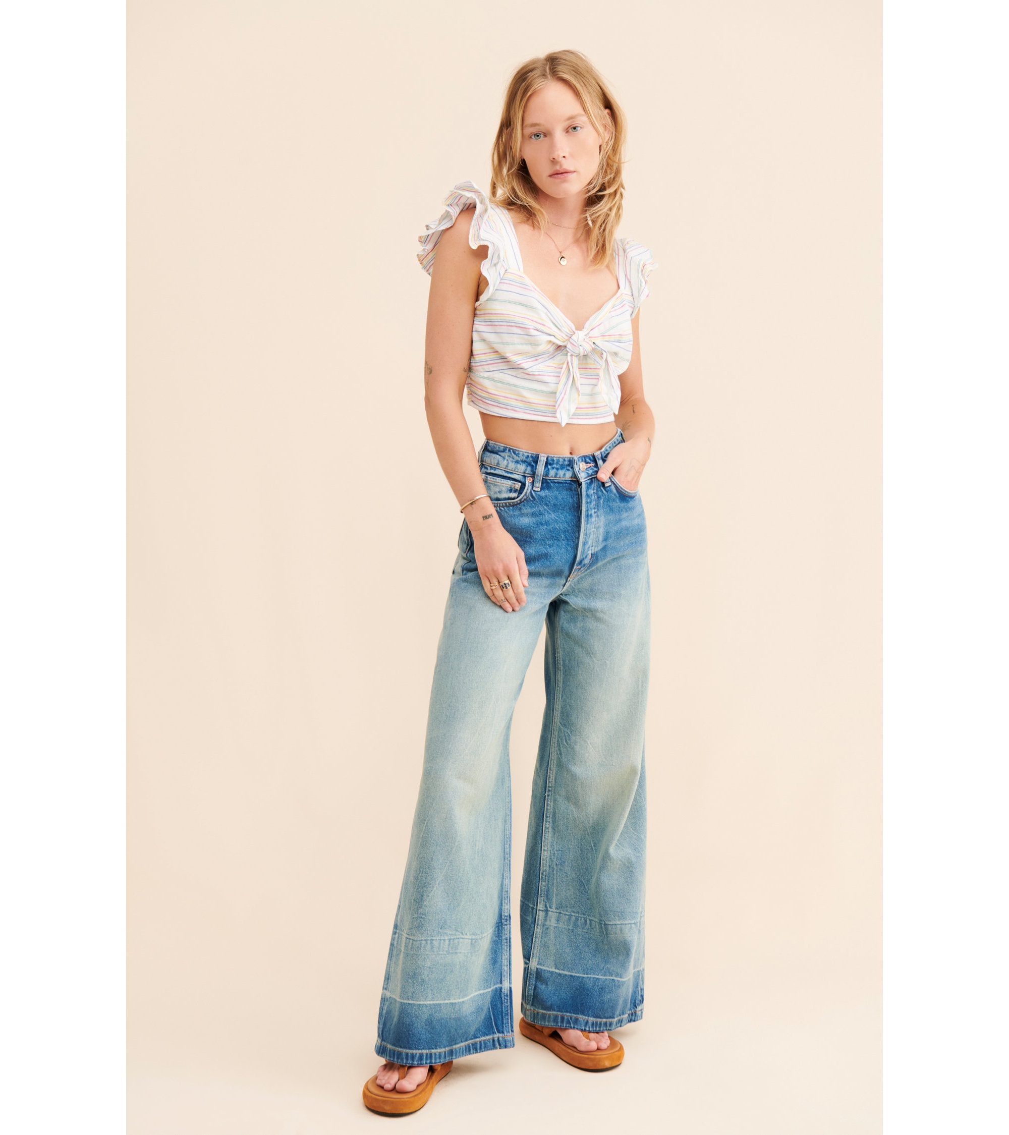 Maeve Striped Tie-Front Top — Image 4