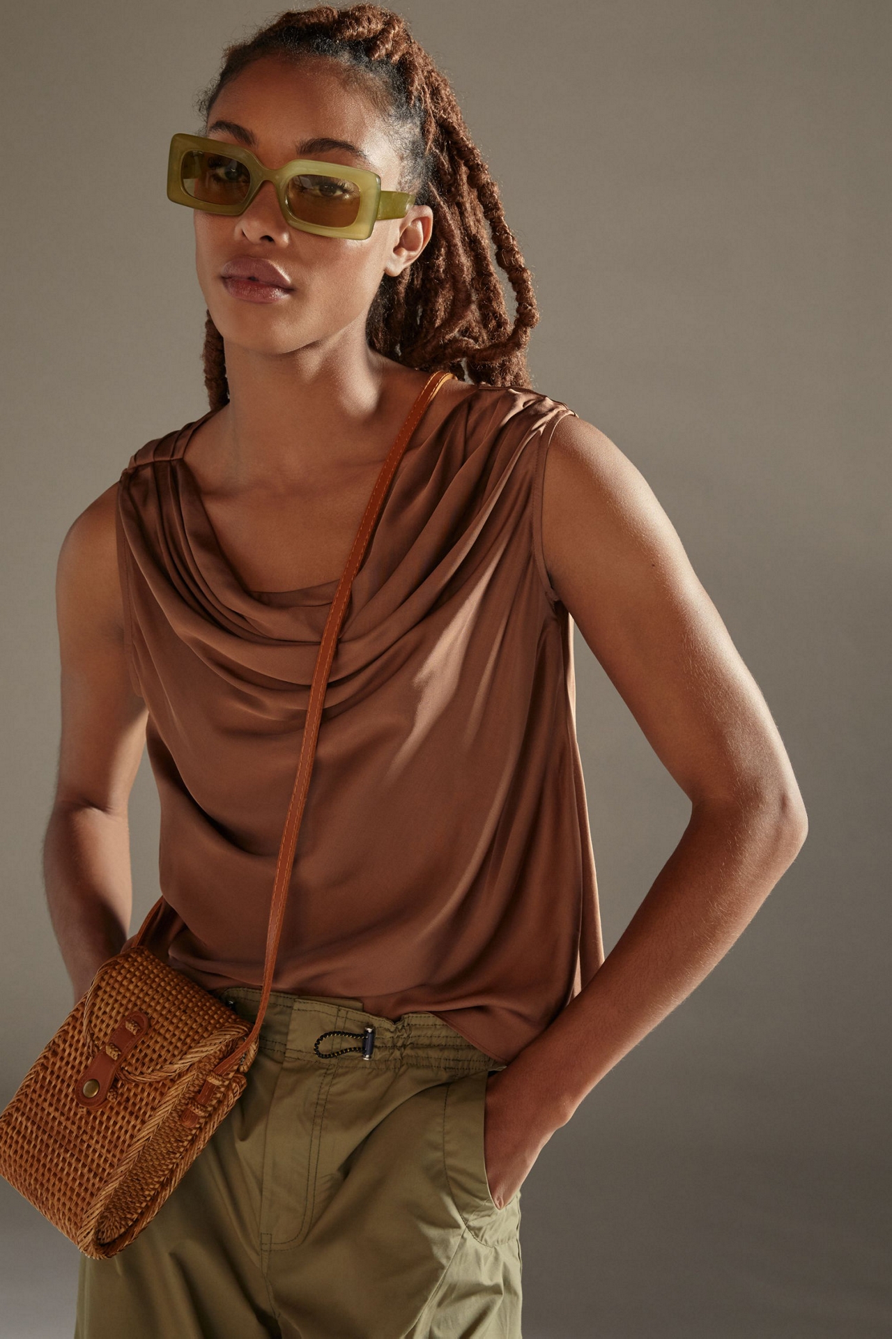Draped Cowl Neck Top