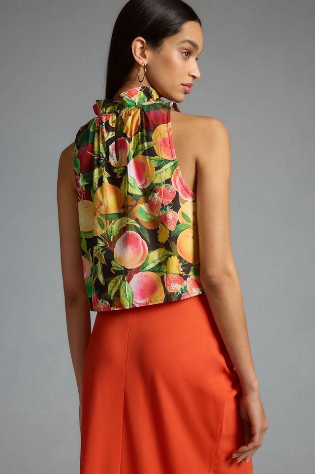 Maeve Poplin Ruffle-Neck Halter Tank #1