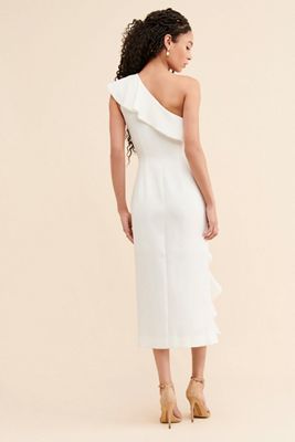Keepsake One Shoulder Ruffle Midi Dress