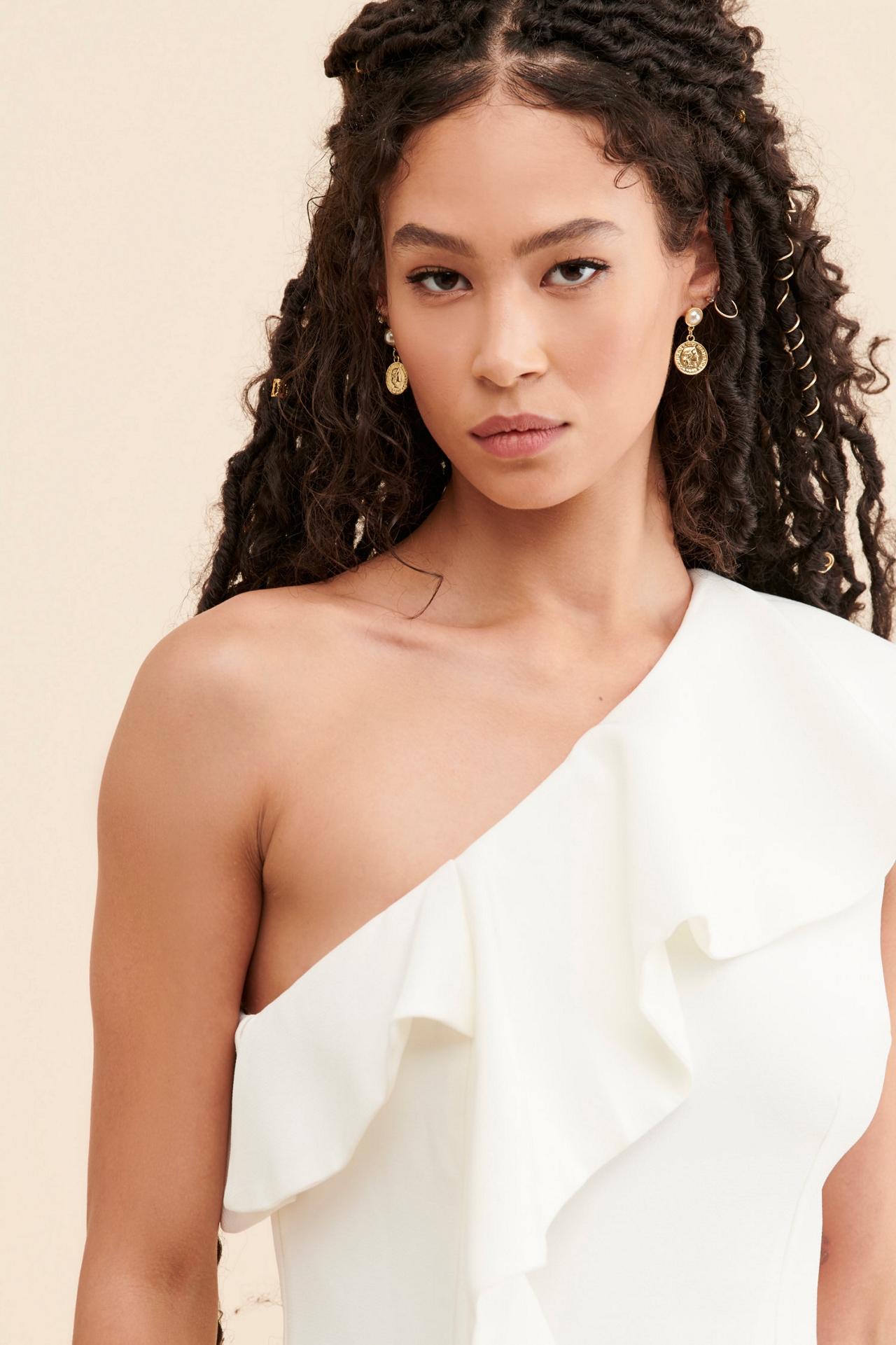 Keepsake One Shoulder Ruffle Midi Dress