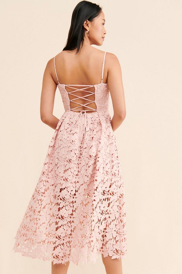 knee length dresses for ladies Floral Lace Midi Dress