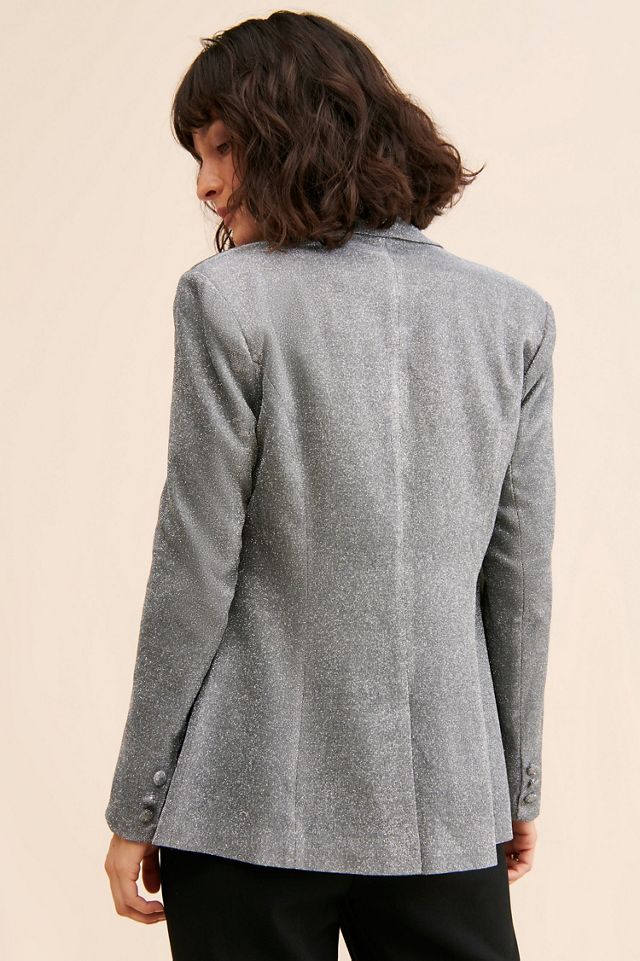 Flat White Sparkly Sequined Blazer #1