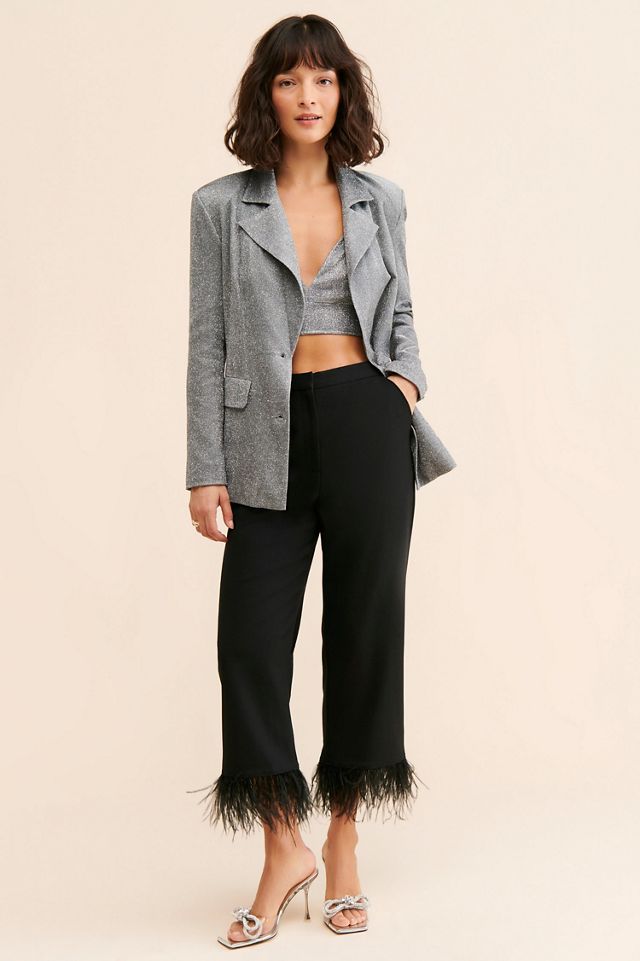 Flat White Sparkly Sequined Blazer #3