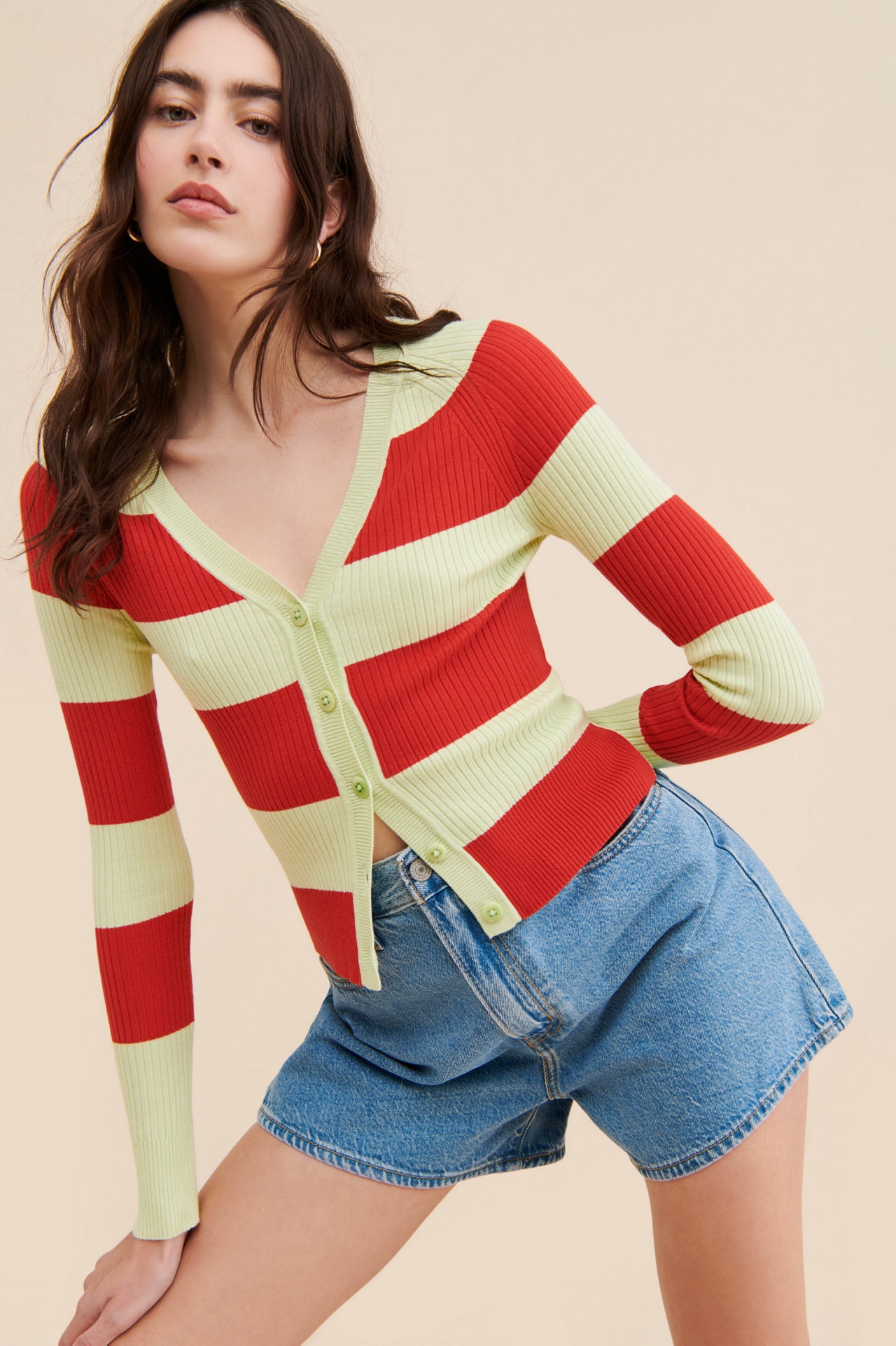 Maeve Slim Rib Cardigan Sweater