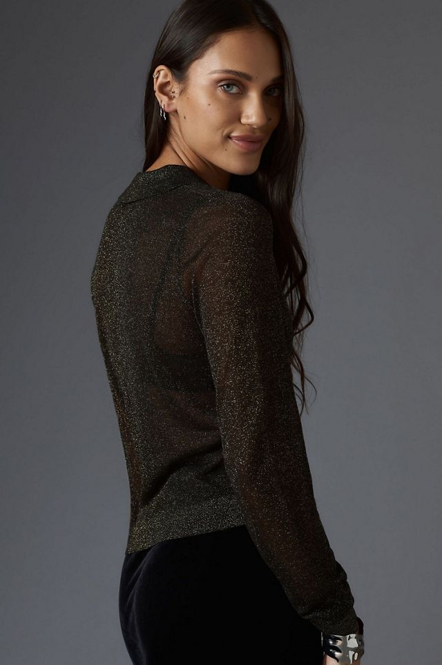 Maeve Sheer Woven Collar Sweater #1