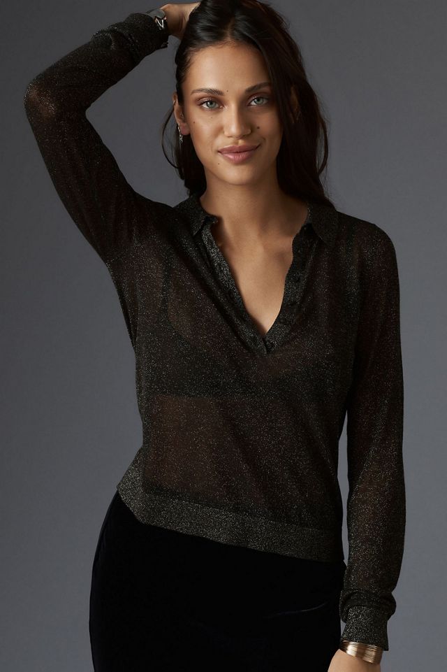 Maeve Sheer Woven Collar Sweater #2