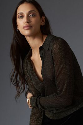 Maeve Sheer Woven Collar Sweater