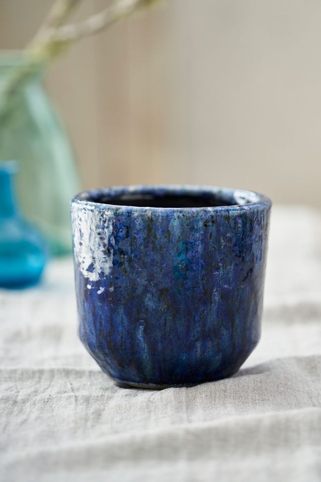 Crackle Beveled Ceramic Pot #1