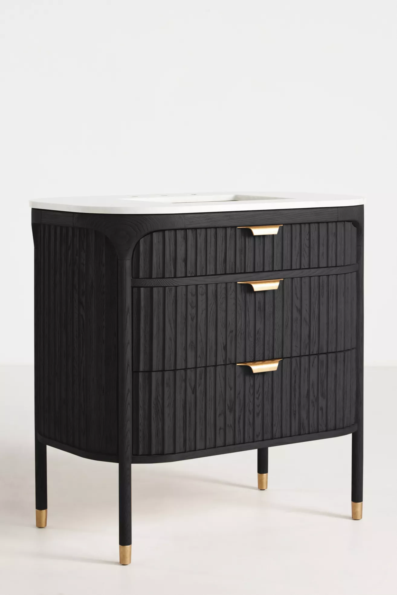 The Isla Marble-Top Fluted-Wood Single-Bathroom Vanity - thumbnail 9