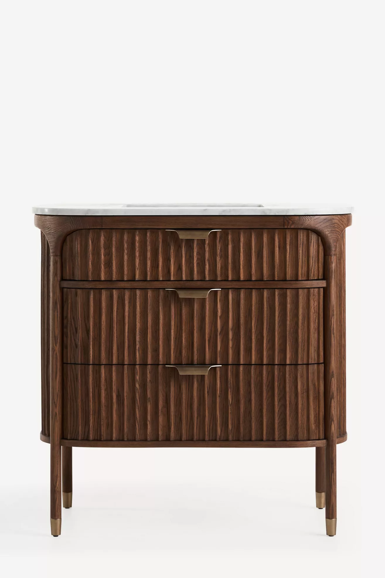 The Isla Marble-Top Fluted-Wood Single-Bathroom Vanity - thumbnail 2