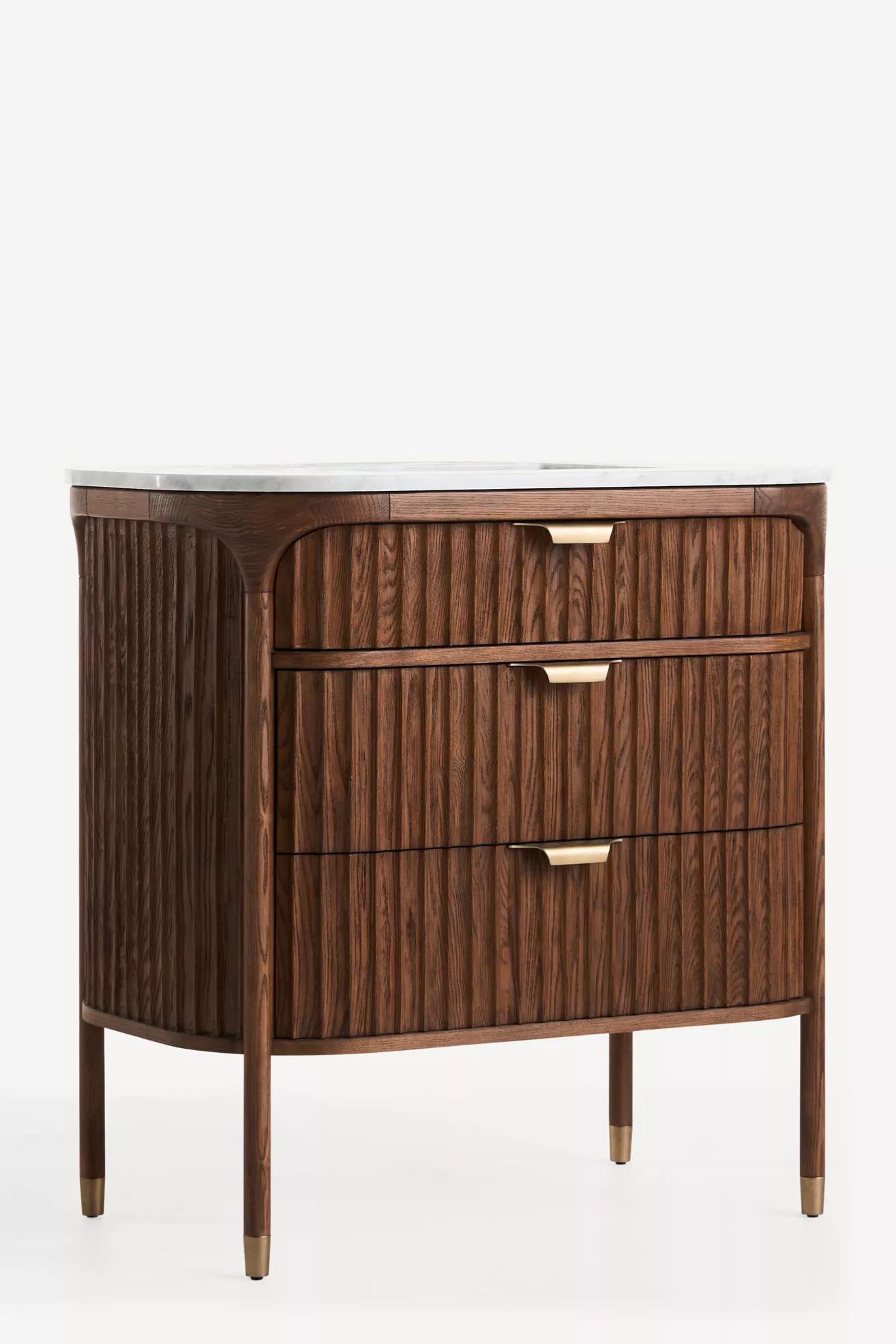 The Isla Marble-Top Fluted-Wood Single-Bathroom Vanity - thumbnail 3