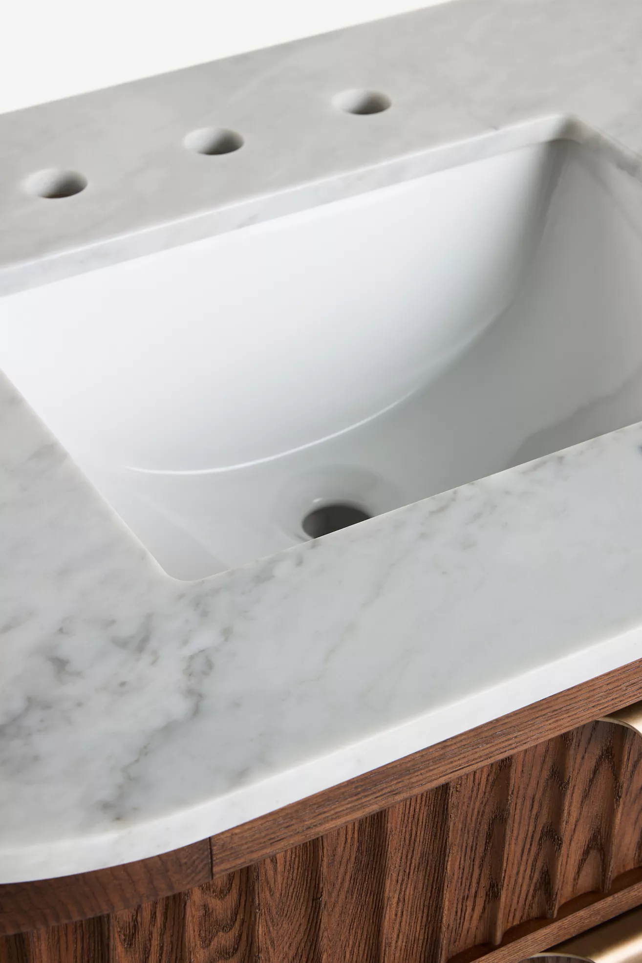 The Isla Marble-Top Fluted-Wood Single-Bathroom Vanity - thumbnail 4