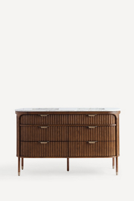 Anthropologie Isla Marble-top Fluted Double Bathroom Vanity