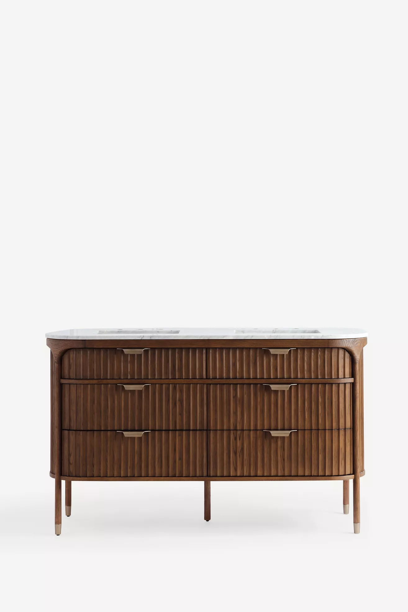 Isla Marble-Top Fluted Double Bathroom Vanity | AnthroHome
