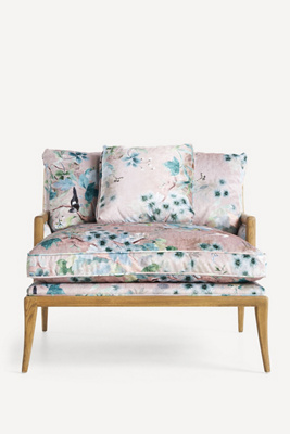 ANTHROPOLOGIE FLORENCE COLETTE VELVET CHAISE