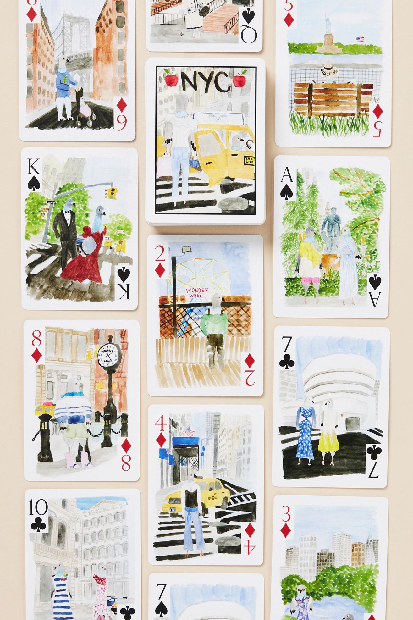 Loulou Baker Watercolor Playing Cards - New York, One Size