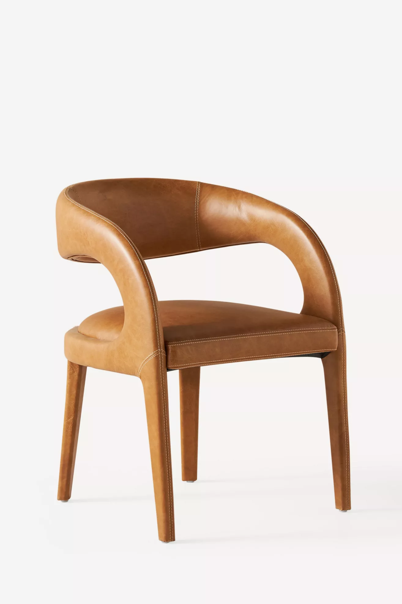 Leather Hagen dining chair side angle view