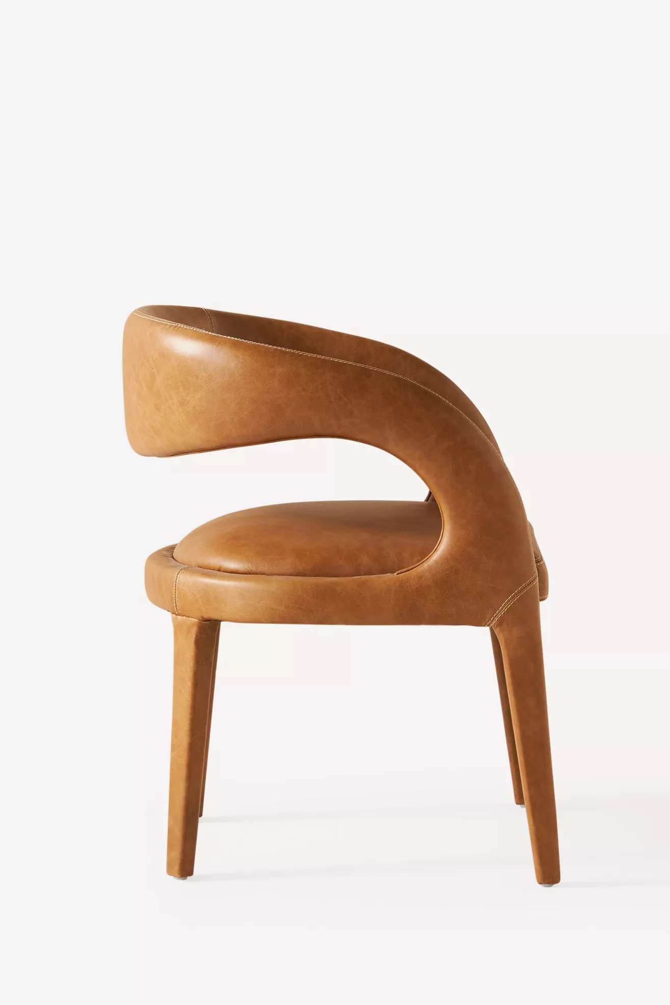 Rear-left angle of Leather Hagen dining chair