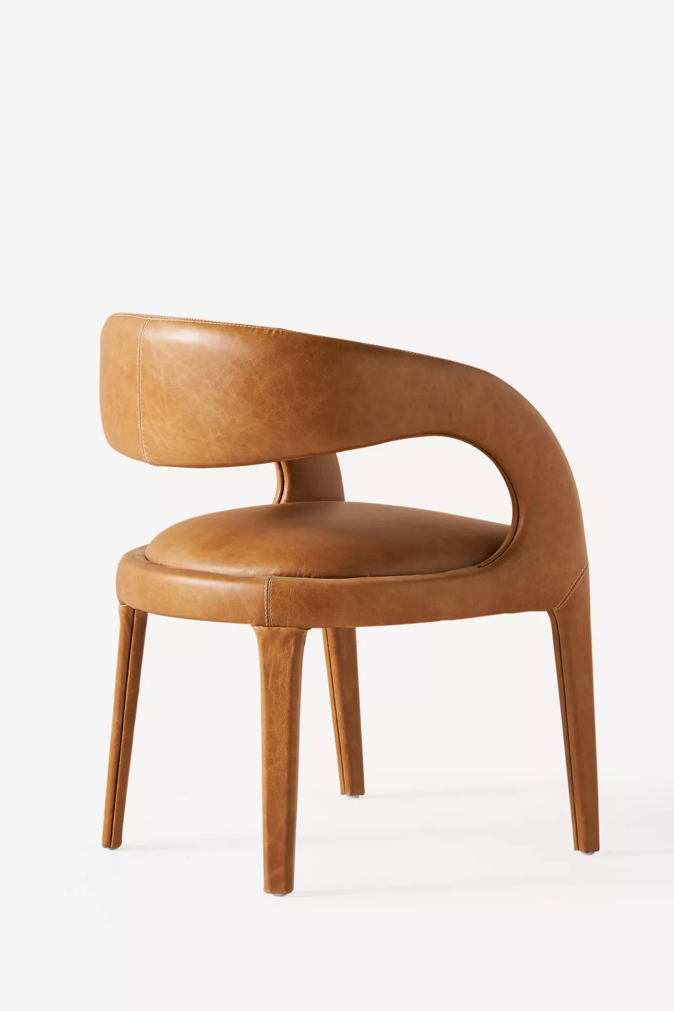 Front-right angle of Leather Hagen dining chair