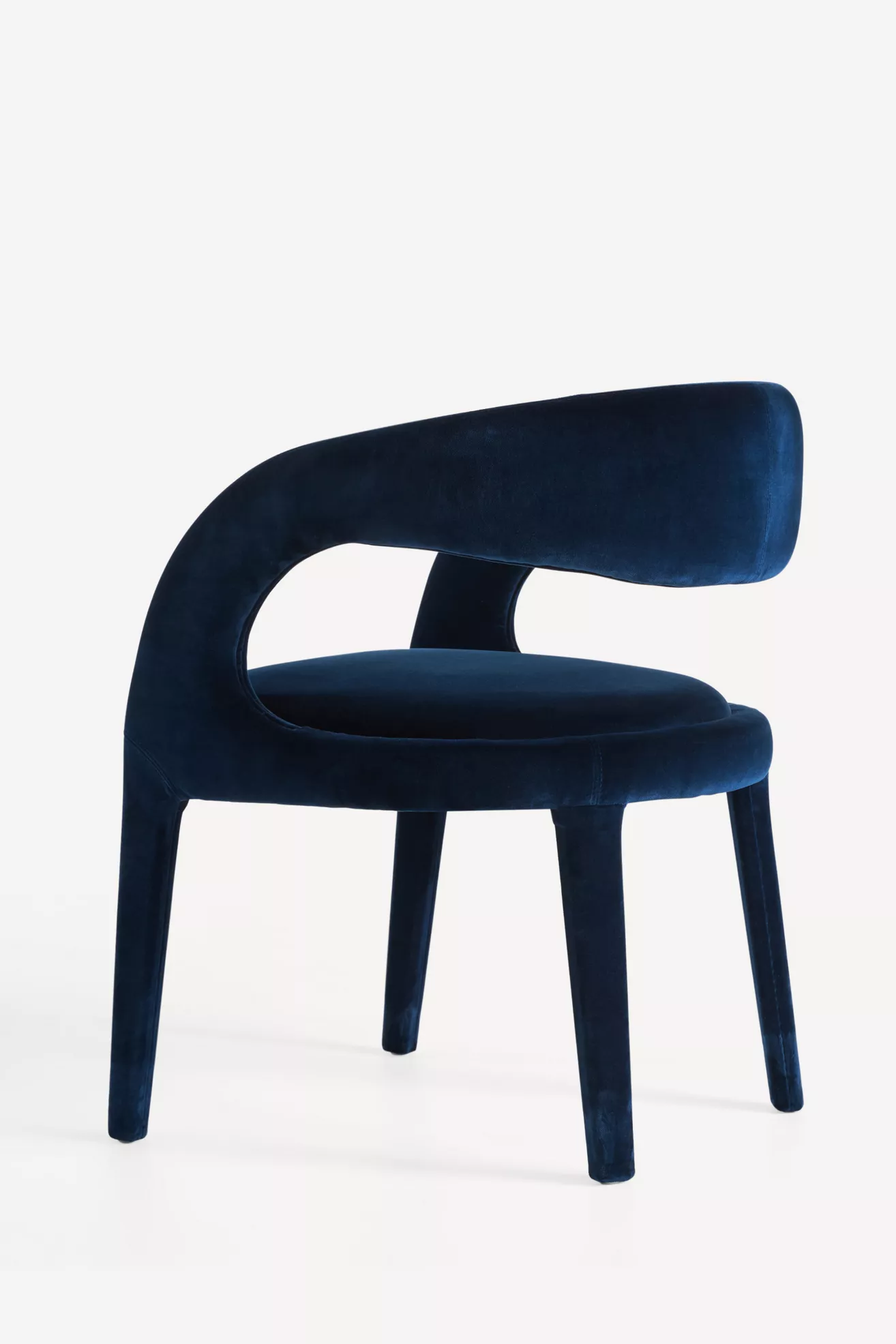 Rear/side view of Velvet Hagen dining chair