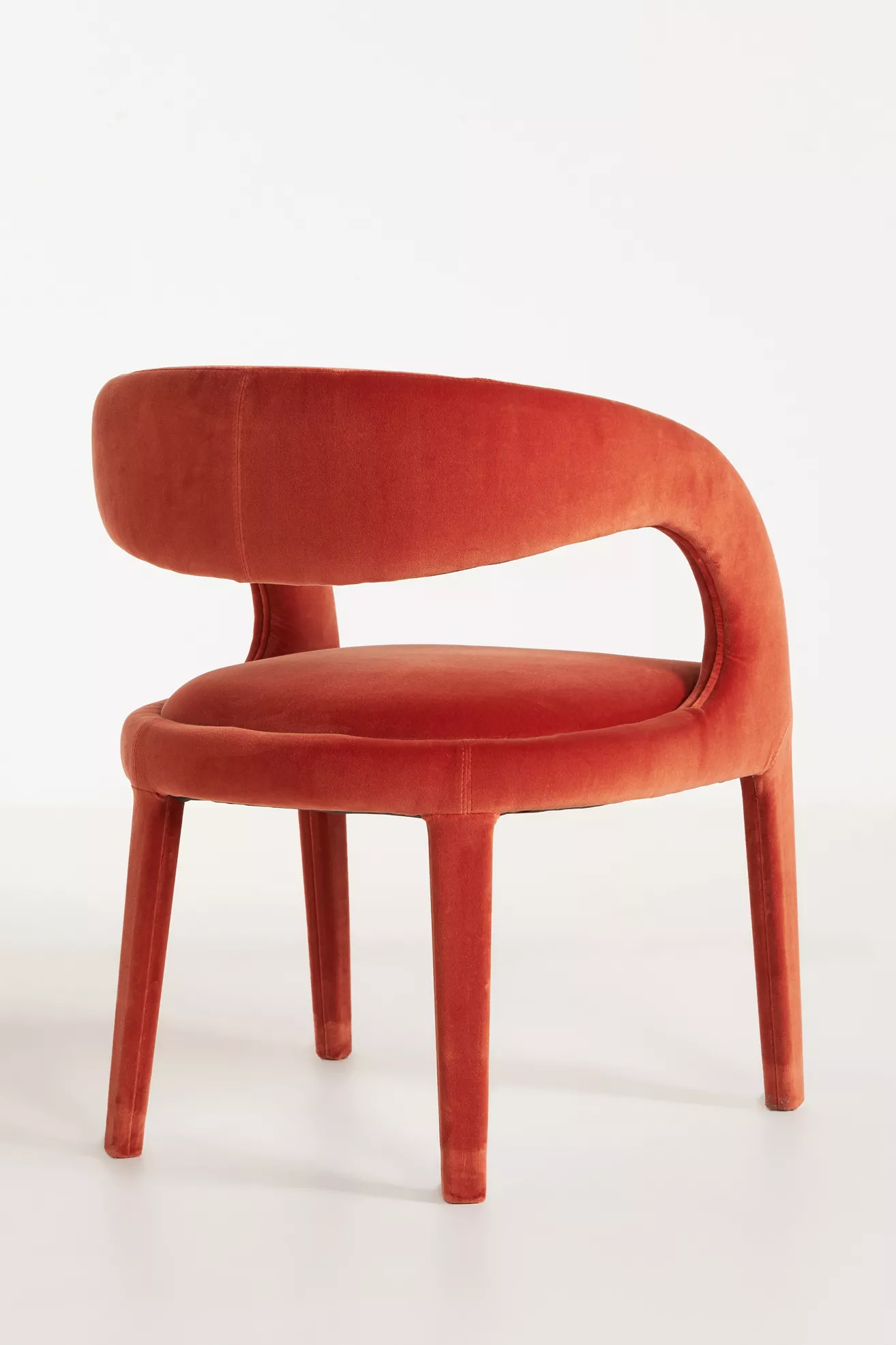 Front-right angle of Velvet Hagen dining chair