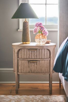 The Isla Fluted-Wood Two-Drawer Nightstand