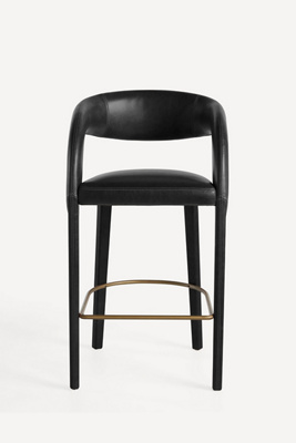 Anthropologie Leather Hagen Counter Stool In Black