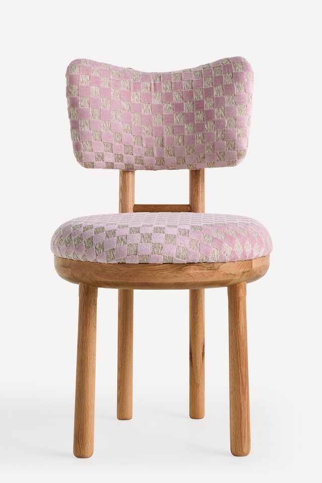 Irie Carmine Jacquard Oak Wood Dining Chair #1