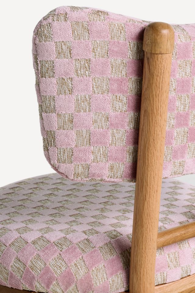 Irie Carmine Jacquard Oak Wood Dining Chair #4