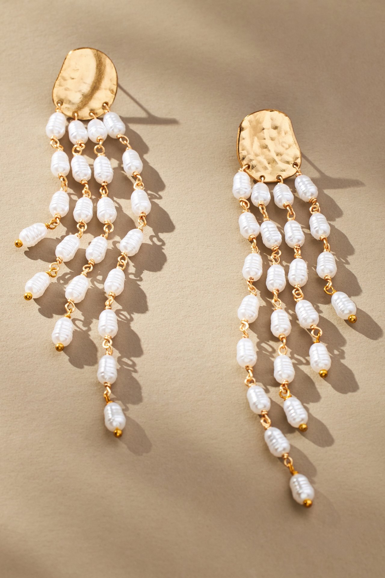 Cascading Pearl Fringe Drop Earrings