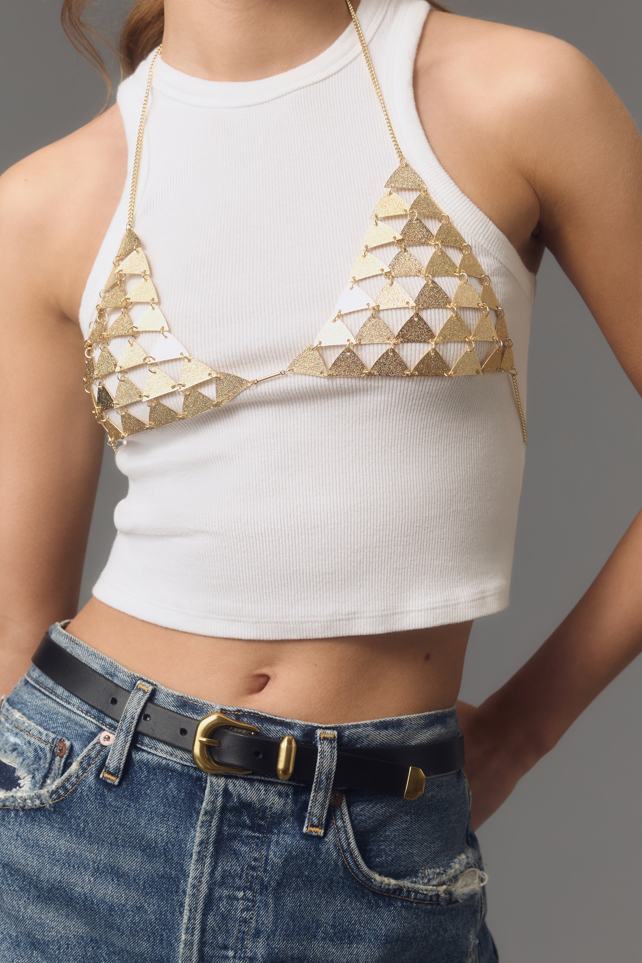 Metal Triangle Bralette Body Jewelry