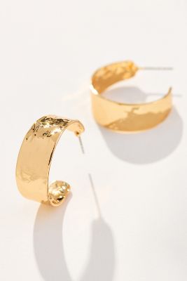 Shop By Anthropologie Hammered Hoop Earrings In Gold