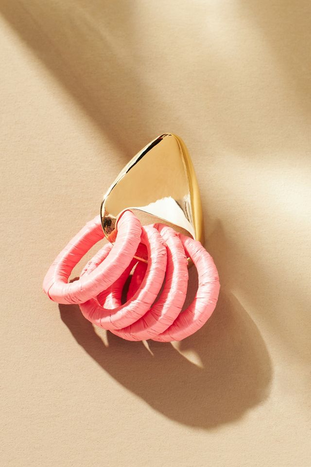 Multi Raffia Hoop Drop Earrings #1