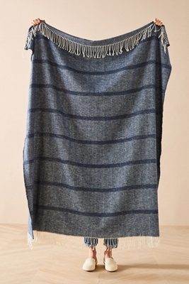 LANDS DOWNUNDER MONTAUK STRIPE HERRINGBONE THROW 