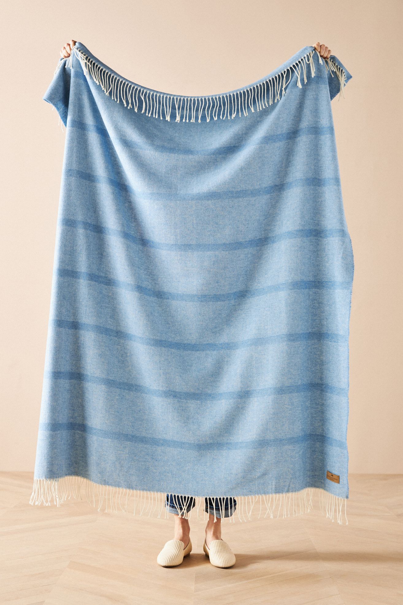 Lands Downunder Montauk Stripe Herringbone Throw - Denim, One Size