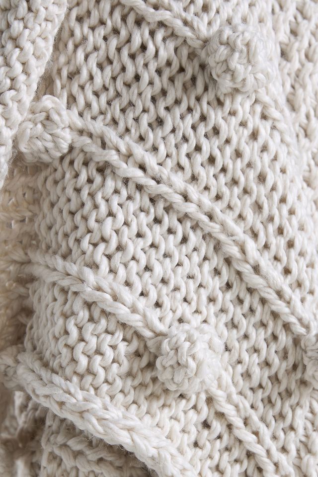 Bauble Knit Ivory Throw Blanket | AnthroLiving