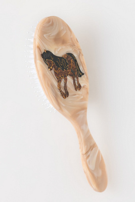 Solar Eclipse Handpainted Acetate Hair Brush In Beige