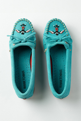 Shop Minnetonka Thunderbird Animikii Moccasins In Blue