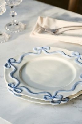 Benedita Bow Stoneware Dinner Plates, Set of 4