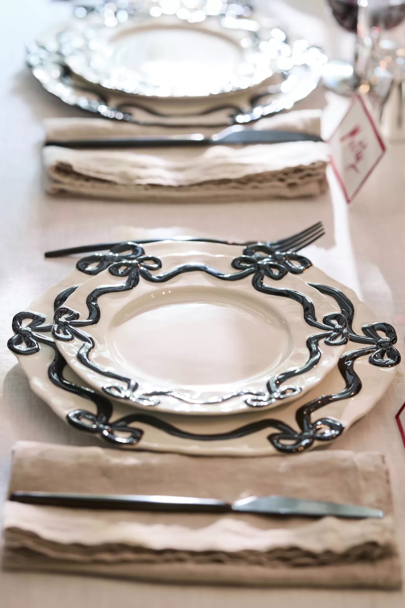 Benedita Bow Stoneware Side Plates, Set of 4 - thumbnail 4