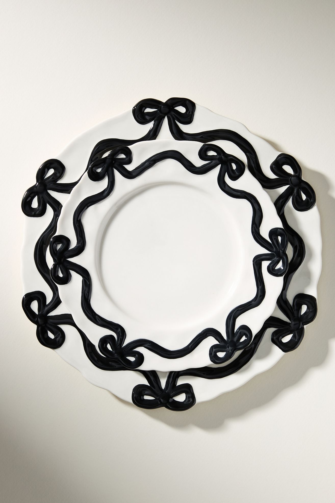 Benedita Bow Stoneware Side Plates, Set of 4 - Black, Standard, Set Of 4
