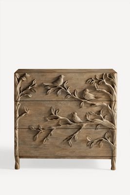 Ornithology Handcarved Three-Drawer Dresser