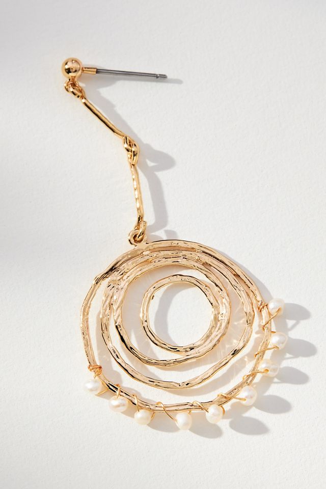 Pearl Spiral Drop Earrings #1