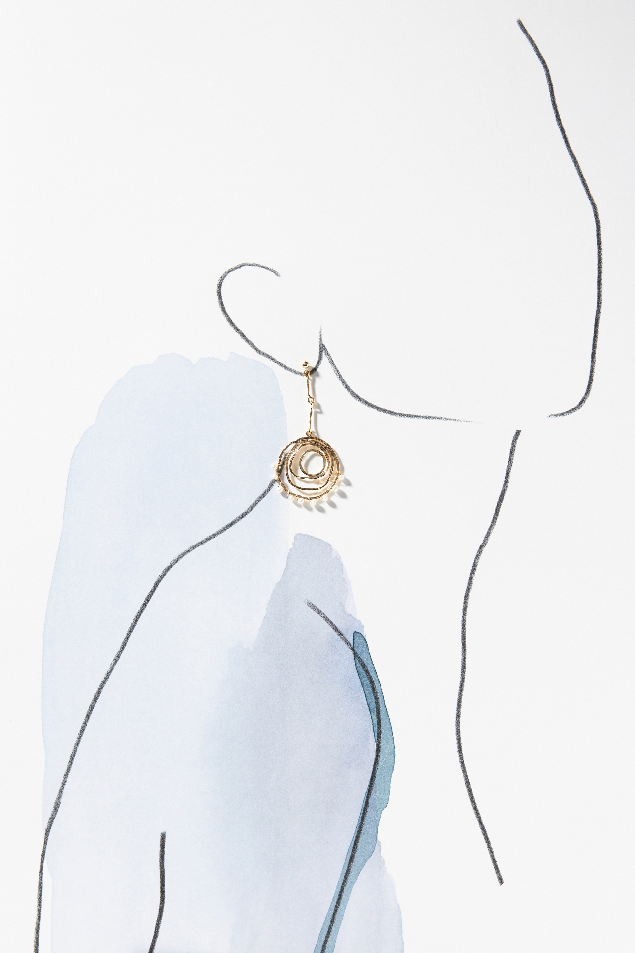 Pearl Spiral Drop Earrings