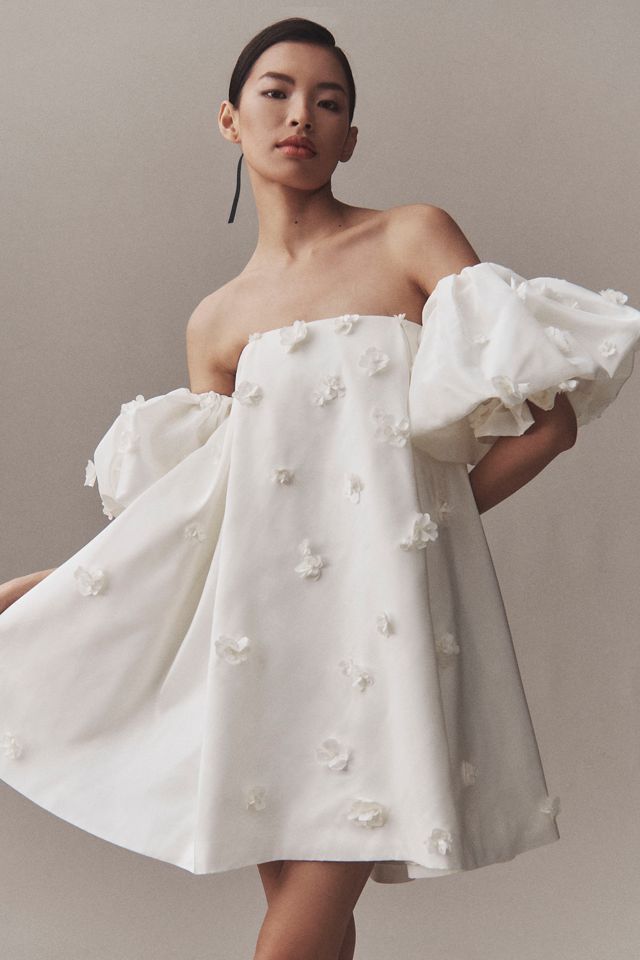 Watters Posie Off-The-Shoulder 3D Floral Mini Dress #3