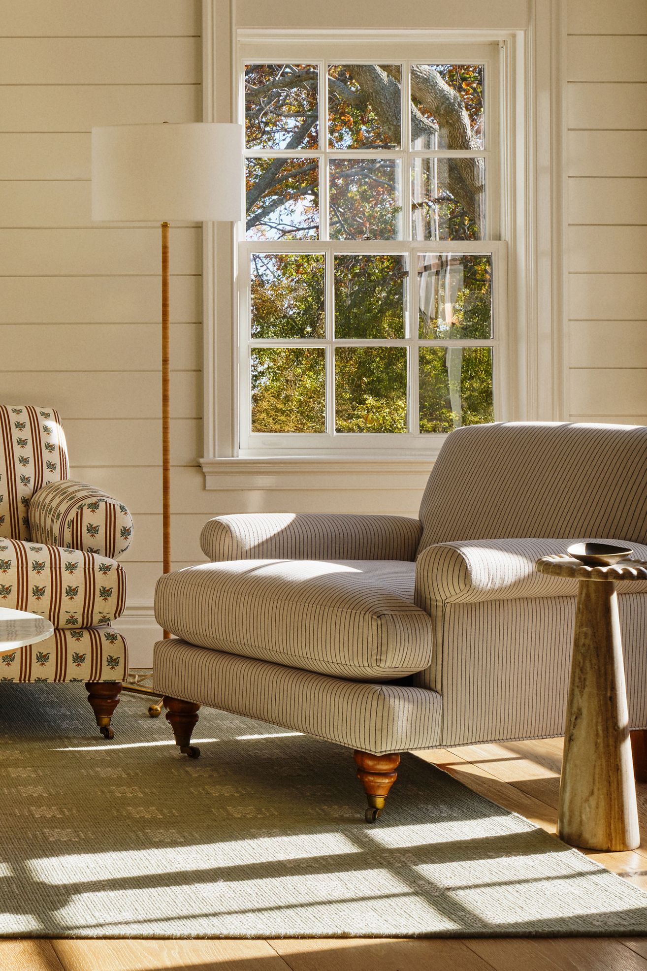 Sorrento Stripe Willoughby Chair - Charcoal Stripe, One Size