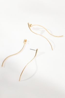 By Anthropologie Large Wavy Wire Front-back Earrings In Gold