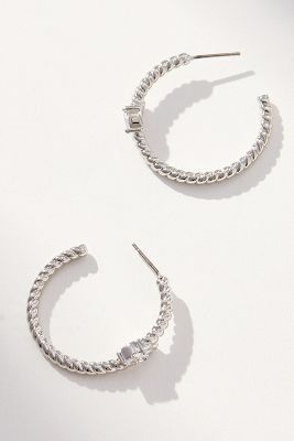 By Anthropologie Braided Crystal Hoop Earrings In Metallic