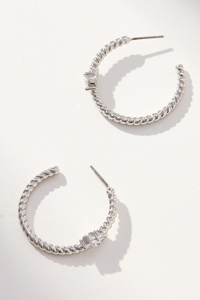 Braided Crystal Hoop Earrings | Anthropologie